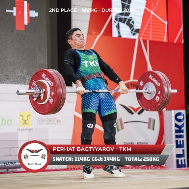 Штангист Перхат Багтыяров завоевал серебро на юношеском первенстве мира в Албании