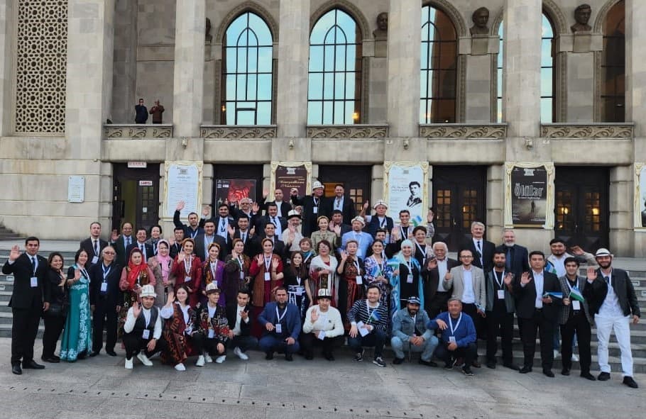 Turkmen artists perform on the stage of the TURKSOY theater festival on November 4