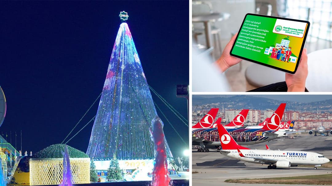 New Year lights are lit on the main Christmas tree of Turkmenistan, the census starts in Turkmenistan on December 17, Turkish Airlines canceled PCR tests for citizens of Turkmenistan