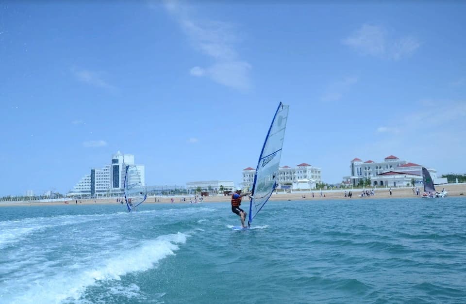 The beach season is in full swing in Turkmenistan