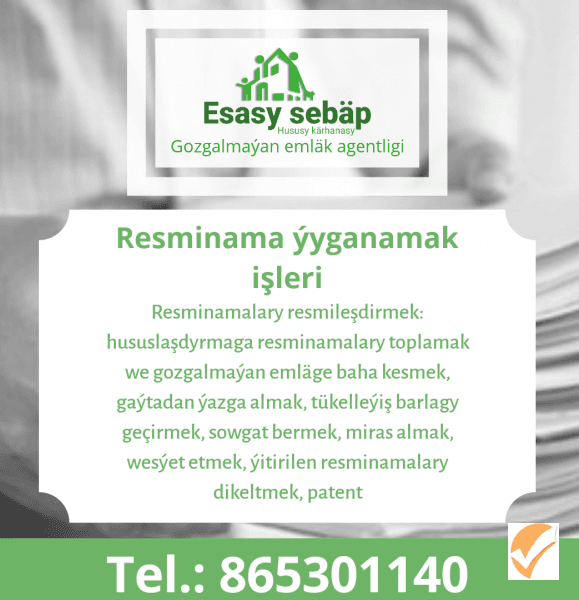 "Esasy Sebäp" Gozgalmaýan Emläk Agentligi 