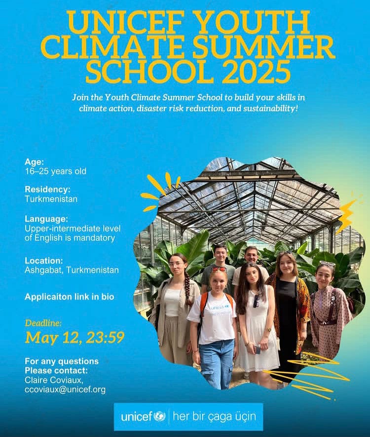 В Туркменистане стартовал набор молодежи на участие в летней климатической школе ЮНИСЕФ