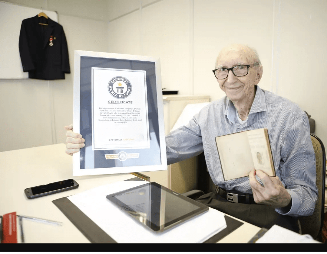 100-летний бразилец попал в Книгу Гиннесса, проработав в одной компании 84 года