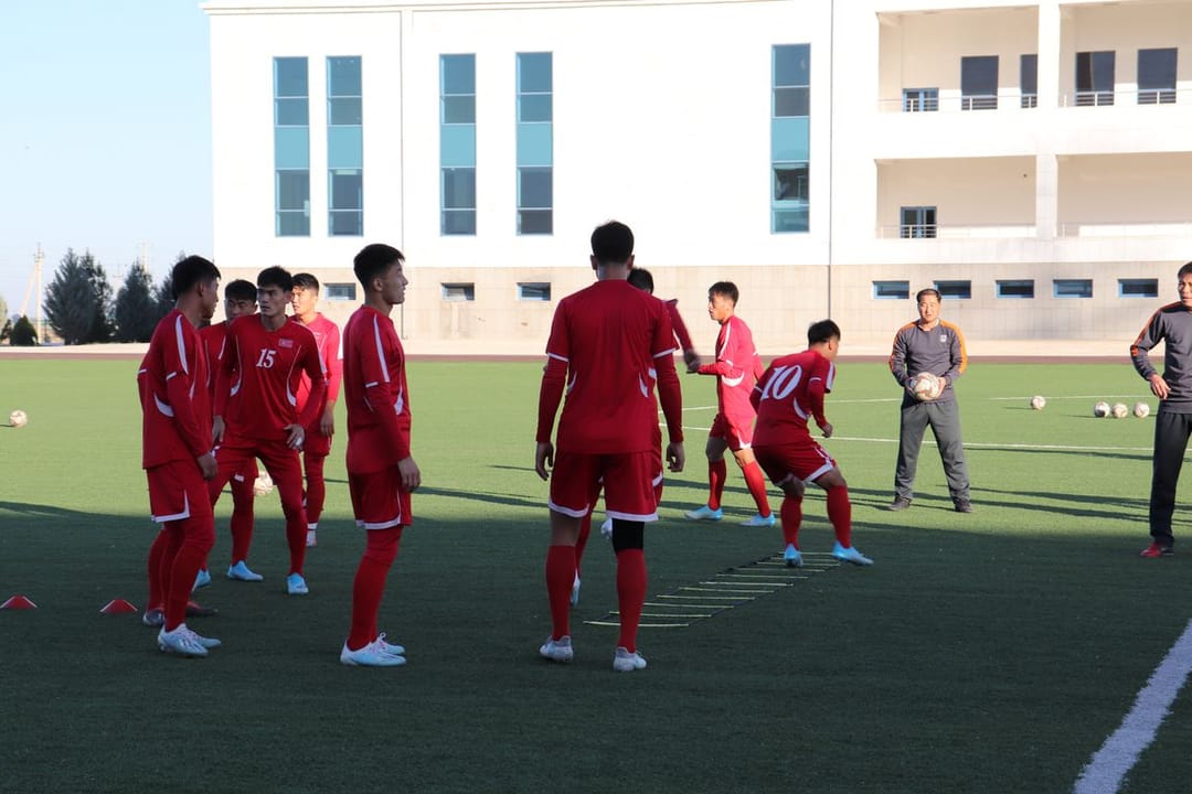 Korea DPR national football team holds training session in Ashgabat