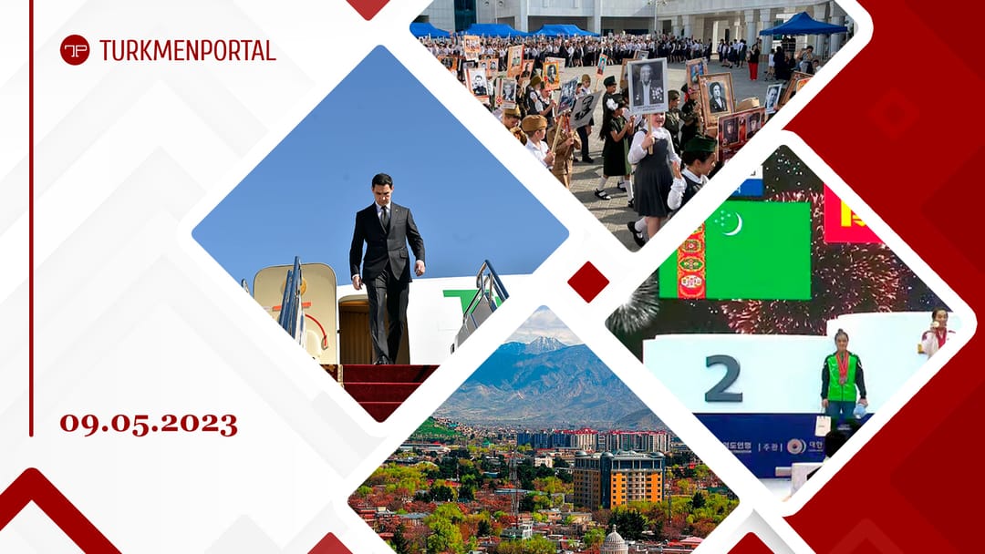 The President of Turkmenistan arrived in Moscow for the parade in honor of the Victory Day, Turkmenistan will send humanitarian aid to Afghanistan, Medina Amanova won the silver of the Asian Weightlifting Championship and other news