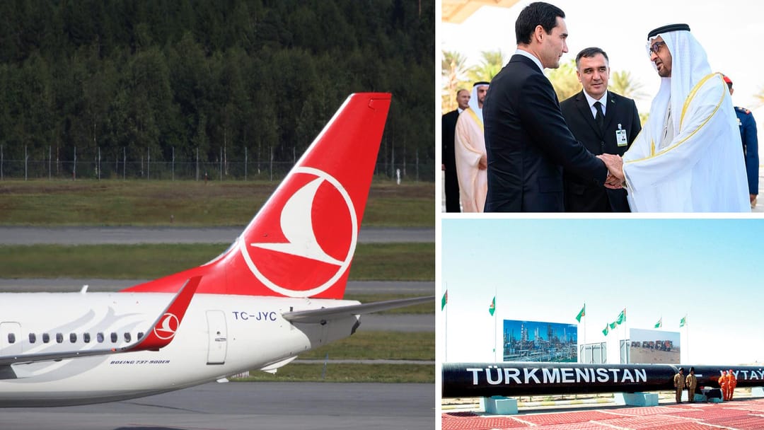 The President of Turkmenistan arrived on an official visit to the UAE, Turkish Airlines organizes two charter flights to Ashgabat, Turkmenistan increased gas supplies to China
