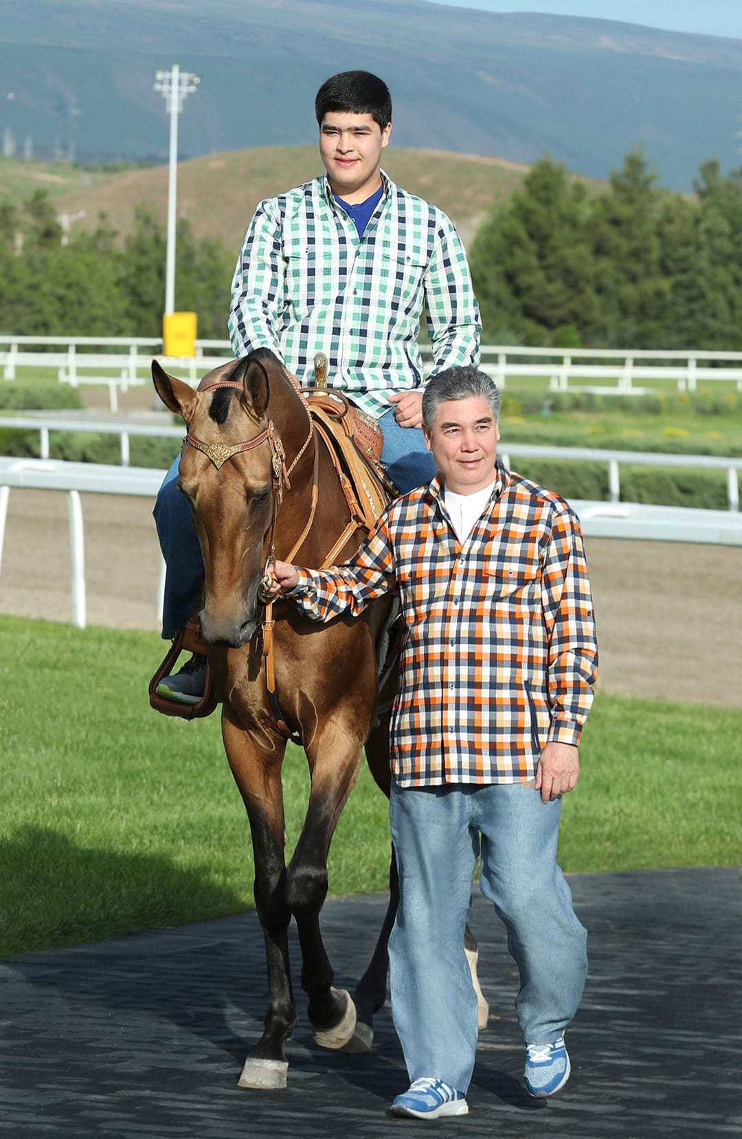 The President of Turkmenistan and his grandson made a Bicycle run and practiced horse riding