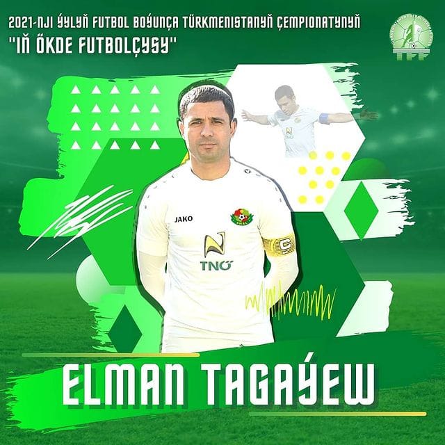 Эльман Тагаев признан лучшим футболистом 2021 года в Туркменистане