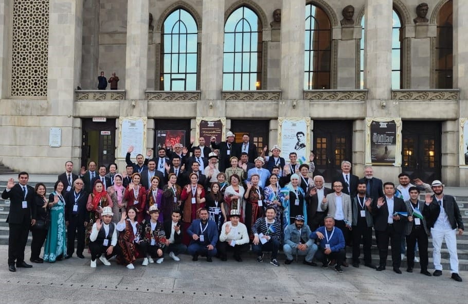 Turkmen artists perform on the stage of the TURKSOY theater festival on November 4