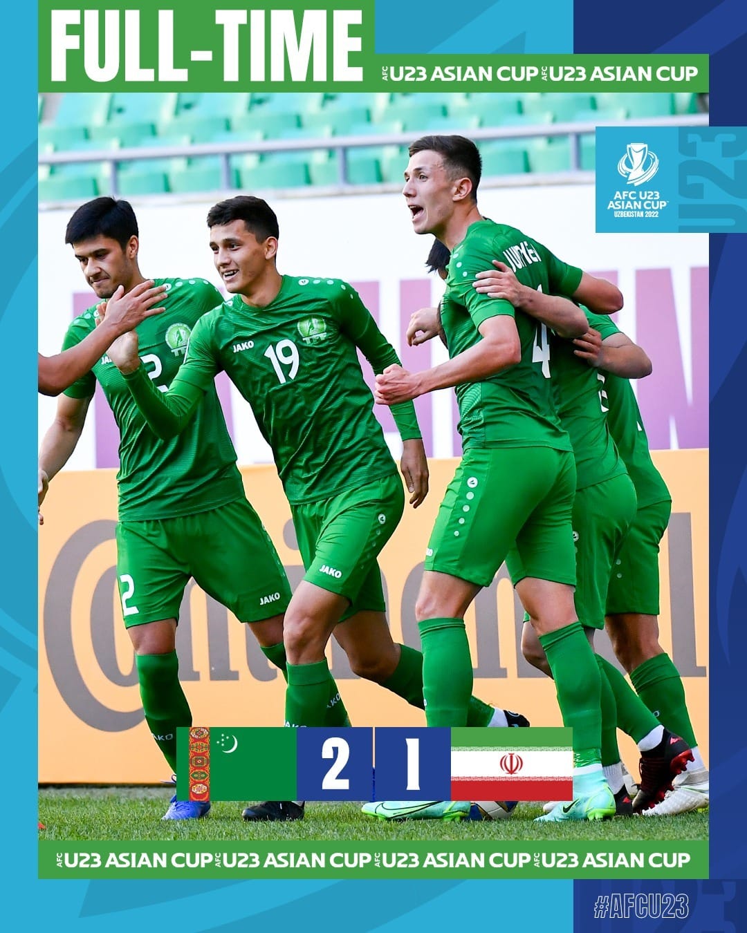 Aziýanyň Kubogy-2022 futbol ýaryşynda Türkmenistan Eýranyň ýygyndysyndan üstün çykdy