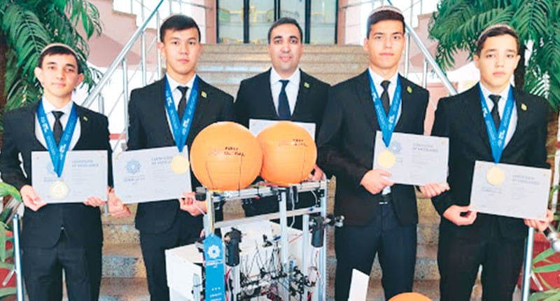 A team of roboticists from Turkmenistan participates in an international exhibition in Geneva