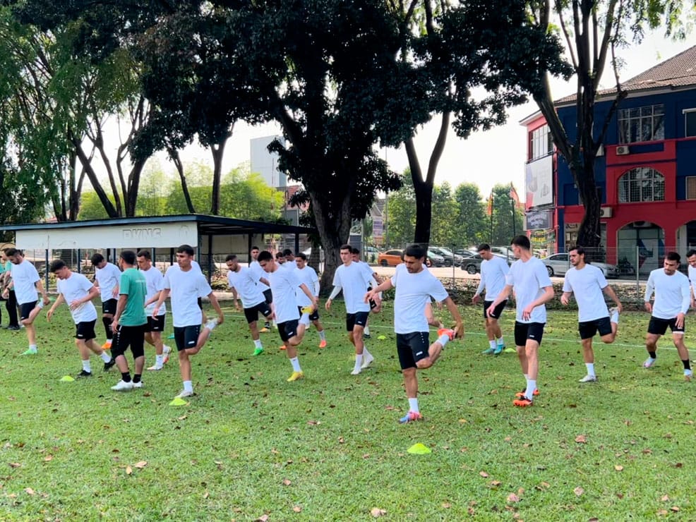 The national football team of Turkmenistan held a training session before the friendly match with Malaysia