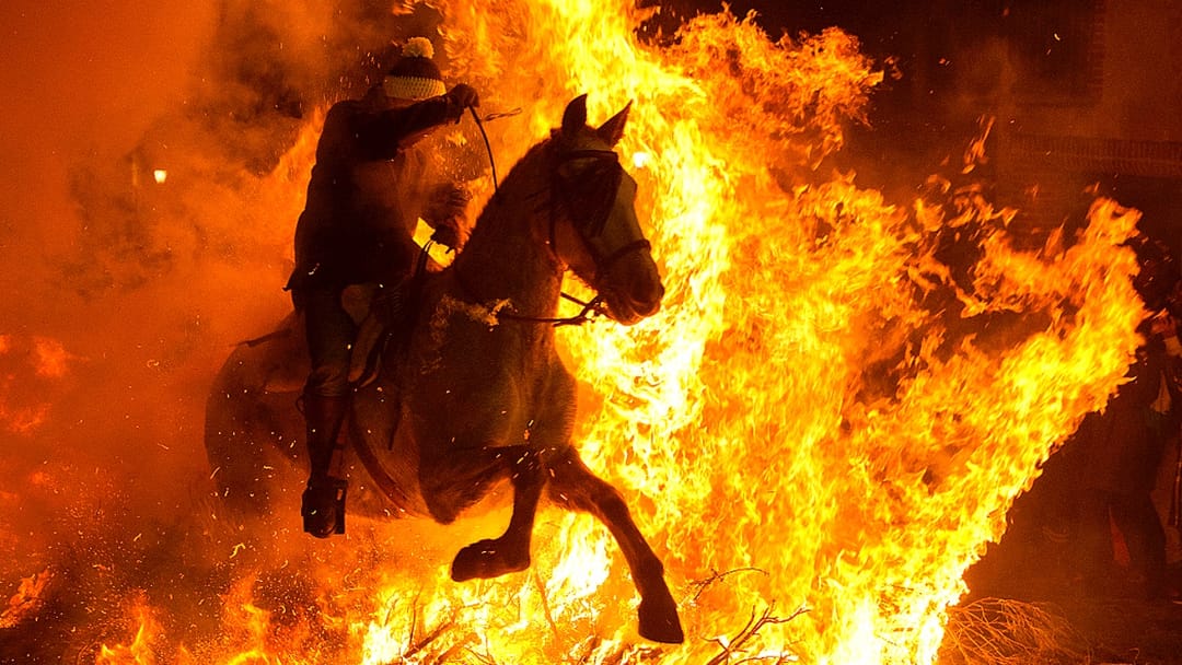 В Испании сто лошадей прошли обряд очищения огнем