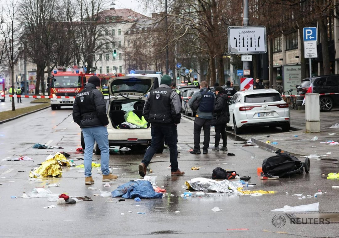 A car drove into a crowd of protesters in Munich