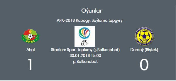 Туркменский «Ахал» усилился тремя футболистами перед матчами Кубка АФК-2018 с кыргызским «Дордоем»