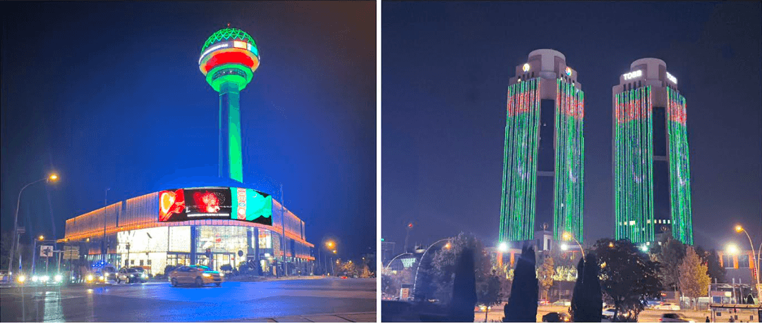 Bağımsızlığın 33. yılı anısına Ankara'nın en yüksek binaları, Türkmenistan bayrağın renkleriyle aydınlatıldı