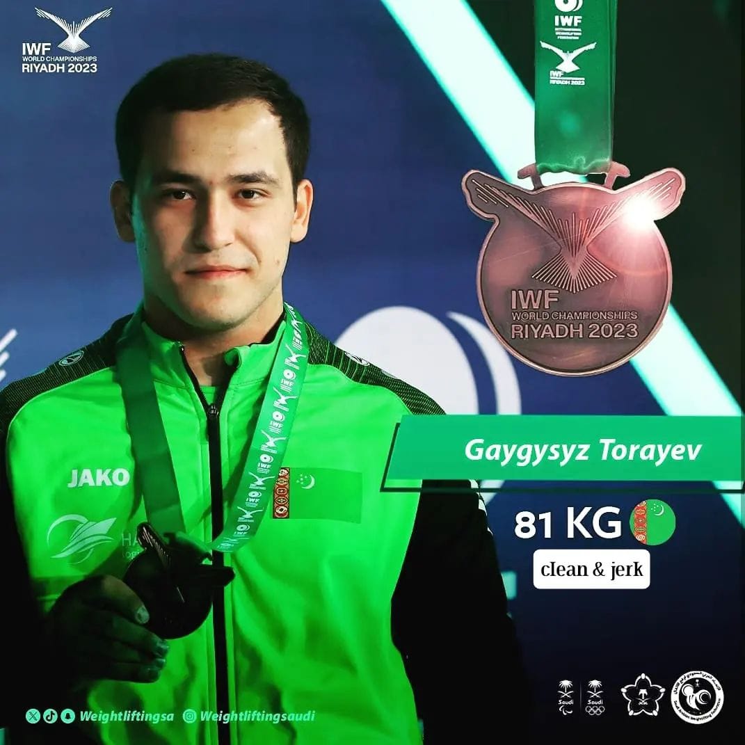 Туркменский штангист завоевал бронзу в толчке на чемпионате мира в Эр-Рияде