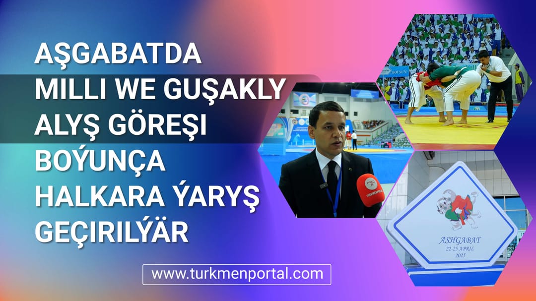 Aşkabat'ta ulusal ve uluslararası kuşaklı güreş müsabakaları düzenleniyor
