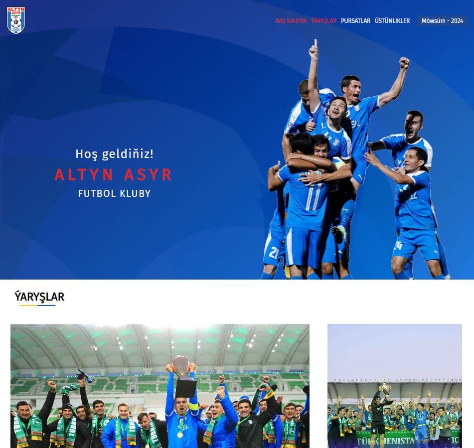 Football club “Altyn Asyr” was the first in Turkmenistan to launch an official website