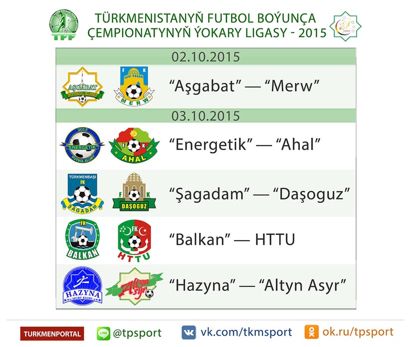 “Ýokary liga — 2015”, futbol duşuşyklarynyň geçiş tertibi