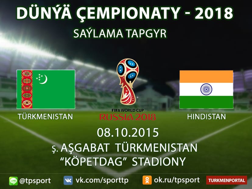 Dünýä çempionaty 2018 saýlama duşuşyklary: Türkmenistan - Hindistan