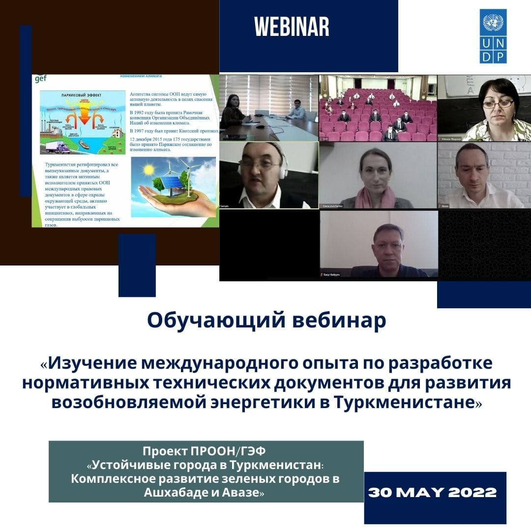 A webinar on elaboration of regulatory documents for development of renewable energy was held in Turkmenistan