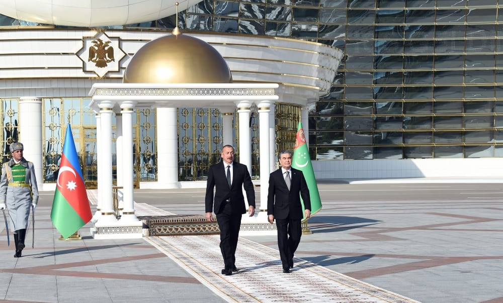 Aliyev arrived in Turkmenistan on a working visit