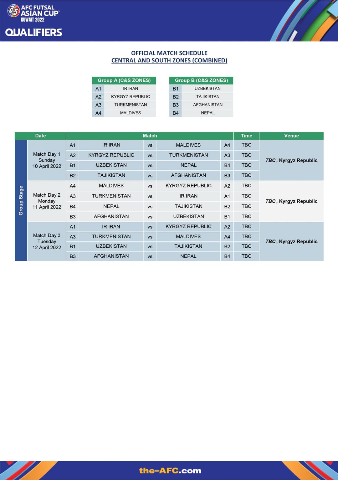 Стал известен календарь сборной Туркменистана в отборе на Кубок Азии-2022 по футзалу