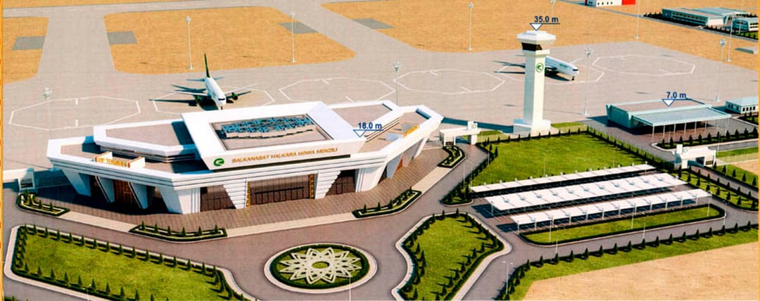 Jebel şäherçesinde Halkara howa menziliniň gurluşygy ýokary depginde alnyp barylýar