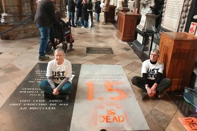 Just Stop Oil aktivistleri, Charles Darwin'in mezarını boyadı