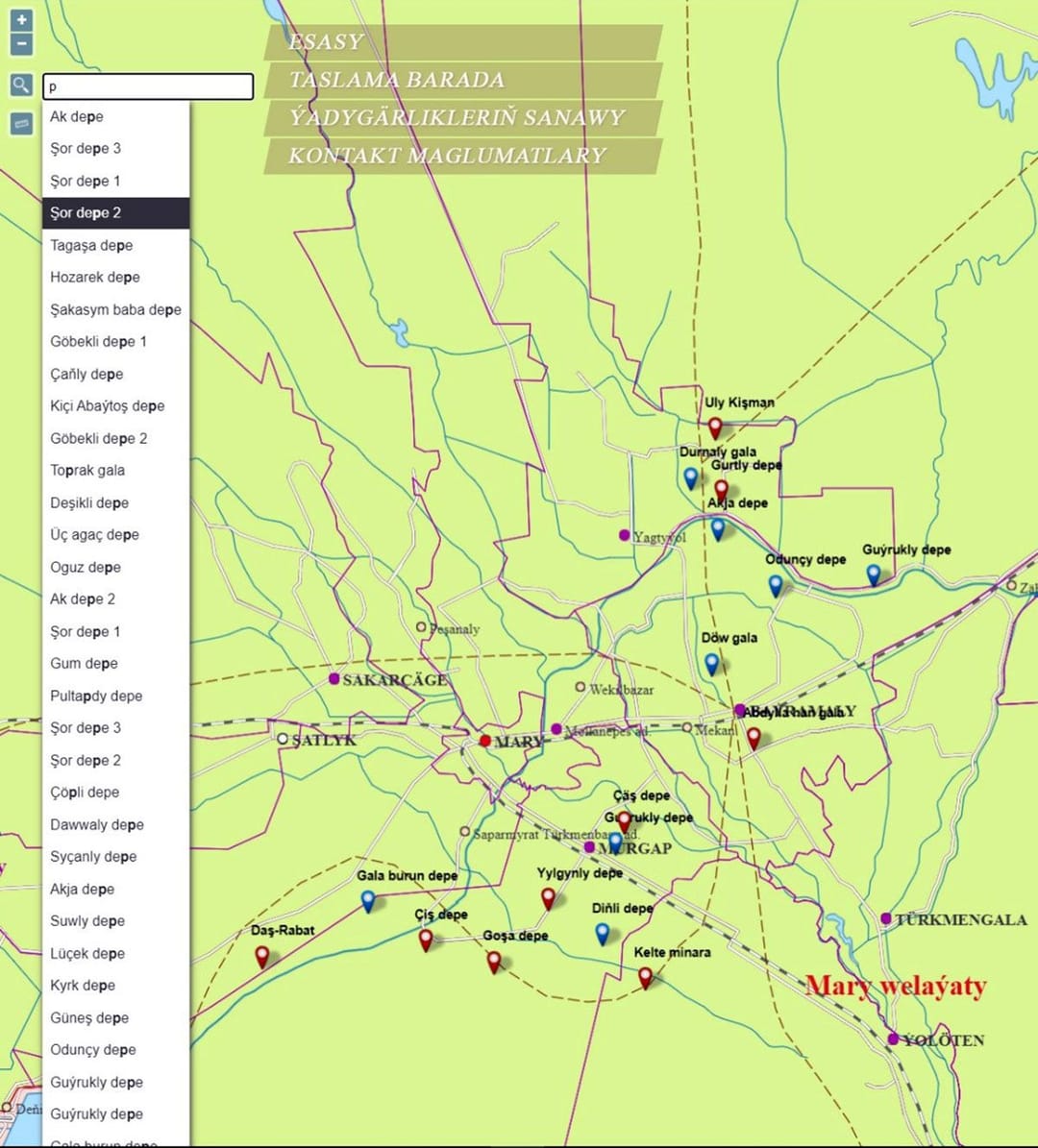 An interactive map of the archaeological sites of Turkmenistan has been developed