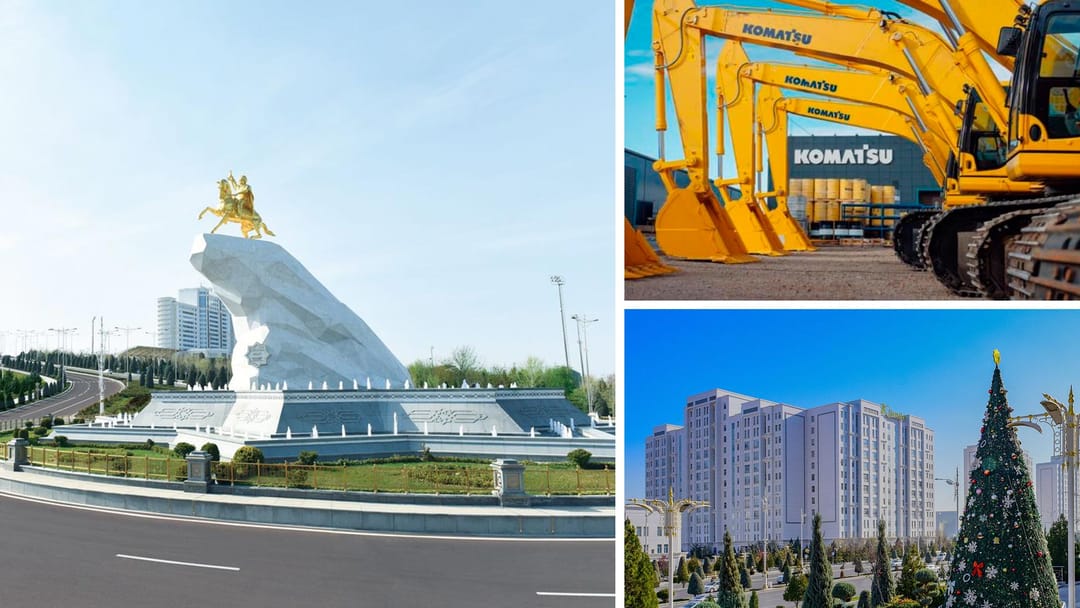 Новый административный центр Ахала назвали Аркадаг, в Туркменистан прибыли японские экскаваторы Komatsu, к Новому году в Ашхабаде установили более 500 ёлок