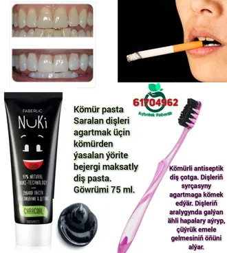 Saralan dişleri agardyjy natural diş pasta. Nuki Charcoal by Aýbölek Faberlic 2212 Turkmenistan Faberlik Aşgabat 