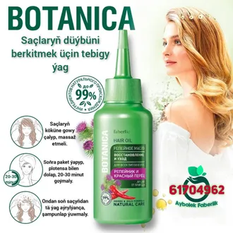 Faberlic Botanica, saçlaryň düýbüni berkitmek üçin tebigy ýag. Faberlic Türkmenistan Фаберлик Туркменистан Ботаника Перейное Масло 