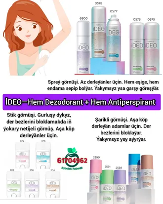 IDEO hem Dezodorant hem Antiperspirant by Aýbölek Faberlik Türkmenistan Aşgabat Faberlic 