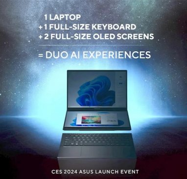 Анонсирован новый ноутбук Asus с двумя экранами и процессором Intel Core Ultra