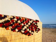 Photor eport: Turkmen traditional yurt on the beach established in Avaza 