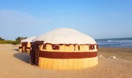 Photor eport: Turkmen traditional yurt on the beach established in Avaza 