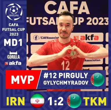 Гылычмурадов признан лучшим игроком матча Туркменистан  Иран на CAFA Futsal Cup-2023