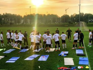 The Turkmenistan national football team held a training session before the match with Uzbekistan