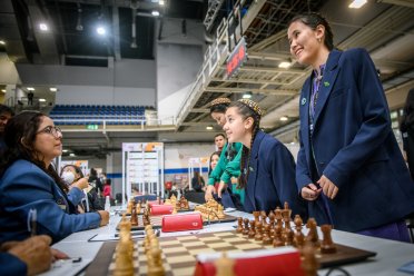 The women's team of Turkmenistan leads in category C at the World Chess Olympiad