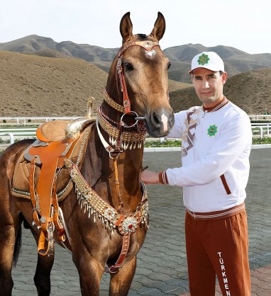 Президенту Туркменистана подарили великолепных ахалтекинских скакунов