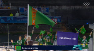 Serdar Rahimov carried the flag of Turkmenistan at the opening ceremony of the Olympic Games in Paris