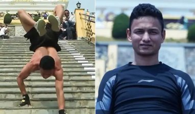 Athlete from Nepal broke the Guinness record in the descent on his hands on 75 steps