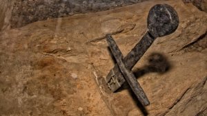 The legendary sword Durendal is stolen from a rock in France