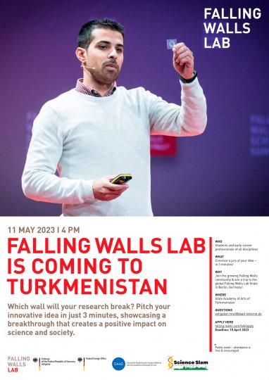 Türkmenistanda ilkinji gezek «Falling Walls Lab Turkmenistan» bäsleşigi geçiriler