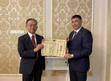 The Judo Federation of Turkmenistan received a high award from the Foreign Minister of Japan