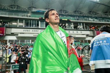 Türkmenistanyň futbol ýygyndysy Gonkongy Ruslan Mingazowyň goşa goly bilen ýeňip gelýär
