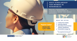 Enrollment for the OSCE Renewable Energy Scholarship Program is open in Turkmenistan