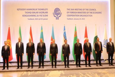 Rashid Meredov takes part in the meeting of the ECO Council of Ministers in Tashkent